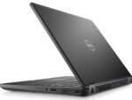 Alt text: "Dell Latitude E5470 fully open, showcasing the full keyboard, 14.1-inch display, and ergonomic design."