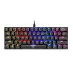 "Top view of the Ant Esports MK1200 Mini Wired Mechanical Gaming Keyboard showcasing its compact 60% layout and RGB backlit lighting."