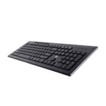 Side view of the HP wireless keyboard, showing the low-profile key design and ergonomic layout."
