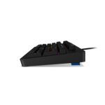 "Side view of the Lenovo Legion K310 Gaming Keyboard highlighting its slim design and durable build for up to 20 million keypresses."