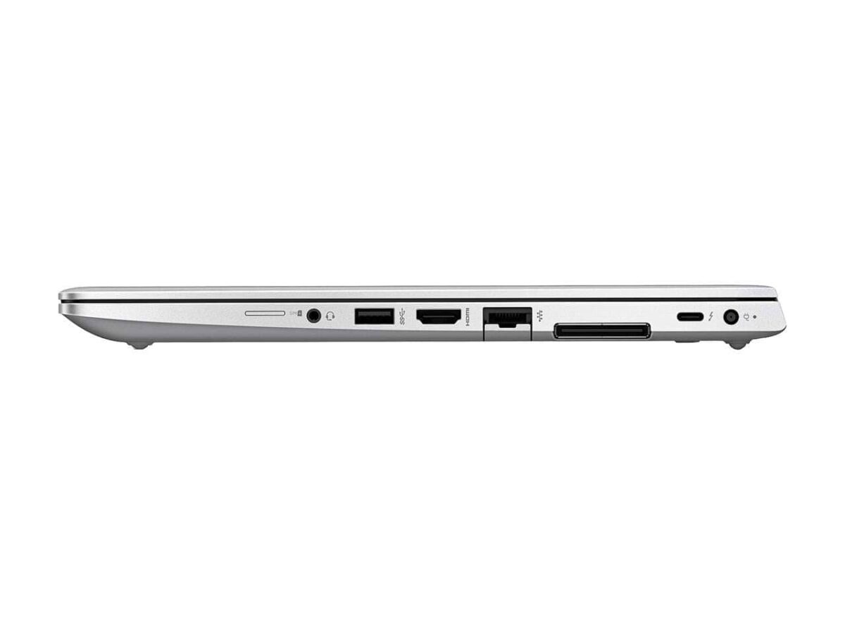 "Side view of the HP EliteBook 840 G5 laptop highlighting its USB and HDMI ports for connectivity."