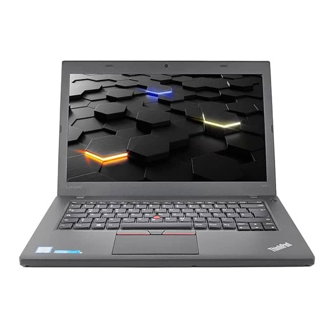 "Front view of the renewed Lenovo ThinkPad T460 showcasing its 14-inch display and professional design."