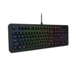"Top view of the Lenovo Legion K310 RGB Gaming Keyboard showcasing its 5-zone programmable RGB lighting and full-size layout."
