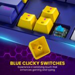 "Close-up of the blue tactile switches on the Portronics K1 Keyboard, emphasizing their responsive feedback."