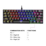 "Close-up view of the keycaps on the Ant Esports MK1200 Mini Wired Mechanical Gaming Keyboard, highlighting their texture and design."