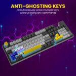 "Close-up of the blue tactile switches on the Portronics K1 Keyboard, emphasizing their responsive feedback."
