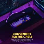 Portronics K1 Mechanical Gaming Keyboard positioned in a gaming setup, illustrating its compatibility with various devices."