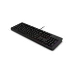 "Side view of the Lenovo Legion K310 Gaming Keyboard highlighting its slim design and durable build for up to 20 million keypresses."