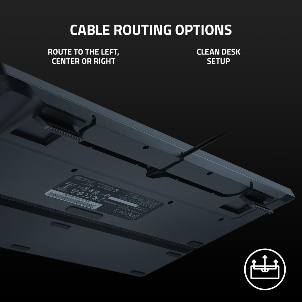 "Close-up of the Razer Ornata V3 X Gaming Keyboard's USB connection, showcasing its easy plug-and-play setup."