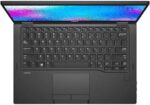 "Top-down view of the Dell Latitude 7390, displaying its compact form and neatly arranged keyboard layout."