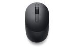 "Top view of the DELL MS3320W Wireless Mouse, showcasing its sleek and ergonomic black design with dual connectivity options."