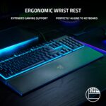 Close-up of the detachable ergonomic wrist rest on the Razer Ornata V3 X, offering enhanced comfort during use."