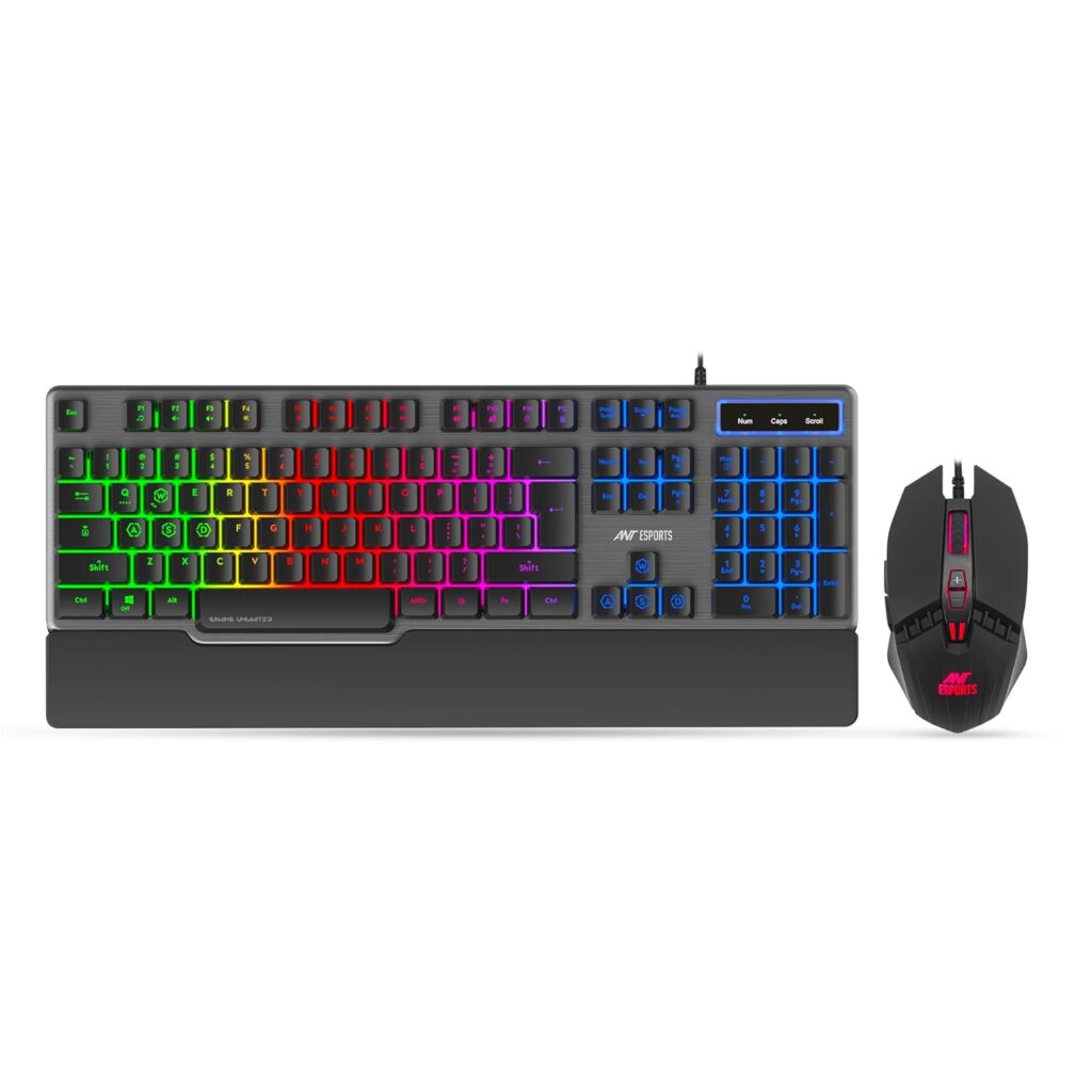 Top view of the Ant Esports KM500 Pro Gaming Keyboard showcasing the LED backlit keys and 19 anti-ghosting keys."
