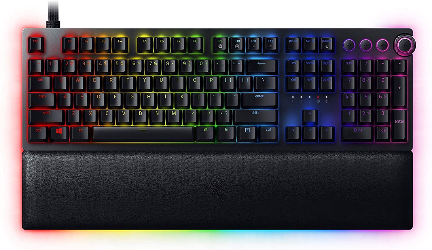 "Full view of the Razer Huntsman V2 Optical Gaming Keyboard featuring its sleek design and customizable features."