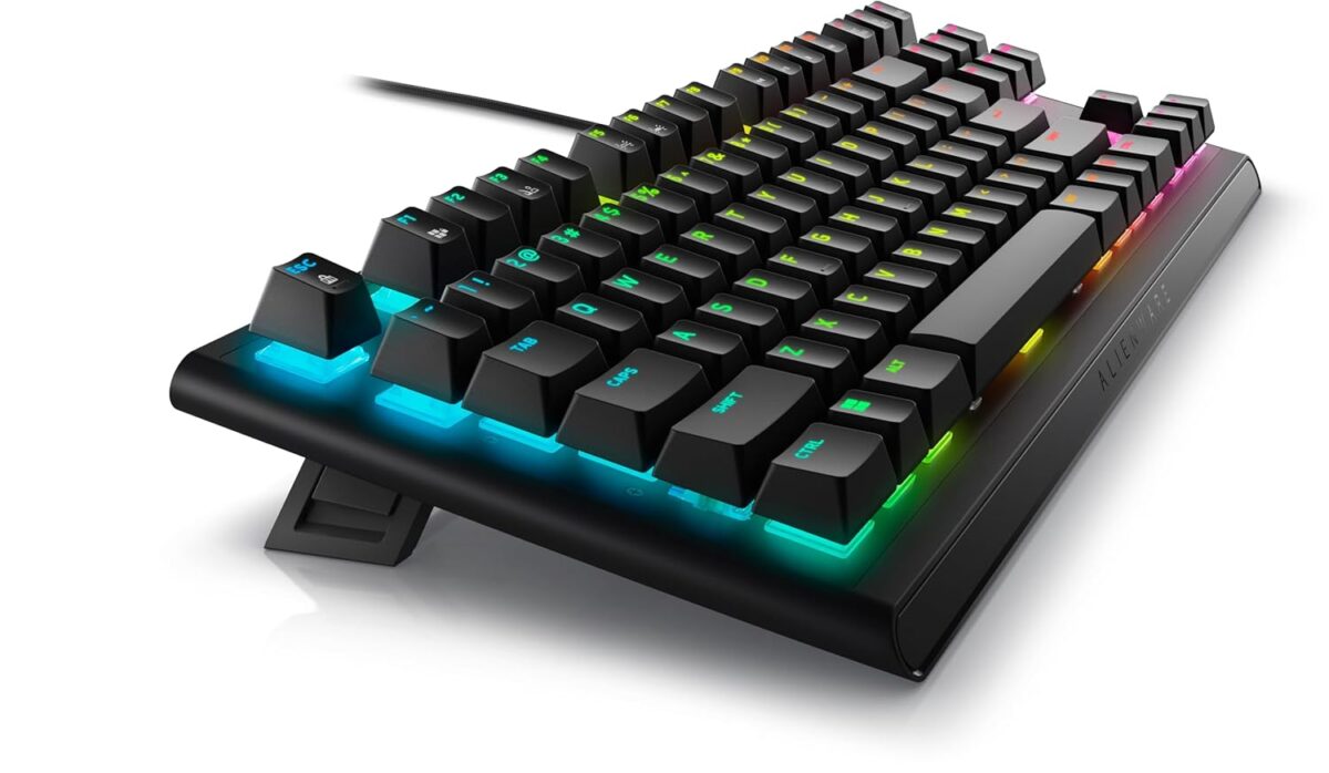 "Image of the Alienware AW420K Keyboard’s Dark Side of the Moon finish, showcasing its sleek and modern design."