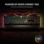 "Display of customizable RGB lighting effects on the Razer Huntsman V2 Keyboard, illustrating its vibrant colors."