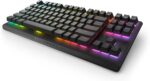 Close-up view of the mechanical switches on the Alienware AW420K, highlighting the tactile and responsive keys."