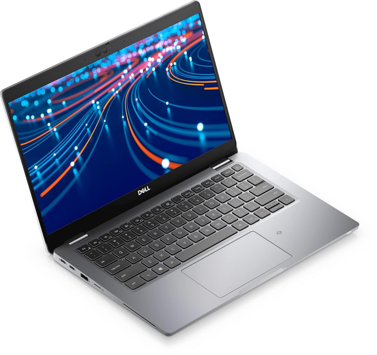 A top view of the Dell Latitude 5320 showing the full HD display and ergonomic keyboard layout, perfect for business professionals.