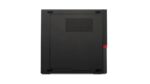 Side angle of the Lenovo ThinkCentre Mini PC highlighting its sleek construction."