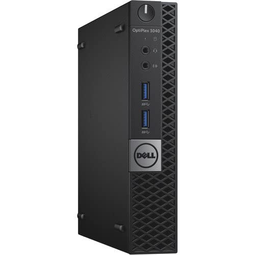 "Front view of the refurbished Dell Optiplex 3040 Tiny Desktop showing its sleek and compact design."