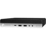 "Front view of the HP 800 G3 Tiny Desktop, showing its compact design with easily accessible USB and audio ports."