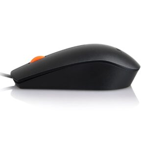 Displays the packaging box of the Lenovo 300 Mouse, highlighting secure and compact packaging for safe delivery.