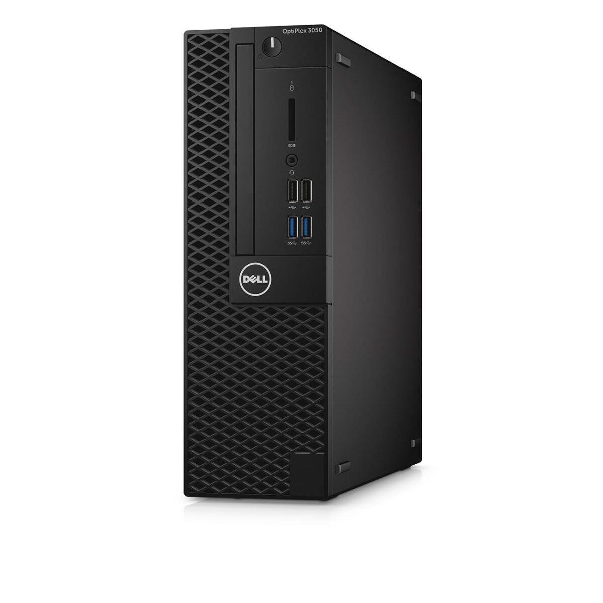 "Side angle of the Dell OptiPlex 3050 Desktop emphasizing its compact and durable construction.
