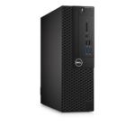 Dell OptiPlex 3050 Desktop set up in a minimal workspace, showcasing its space-saving design