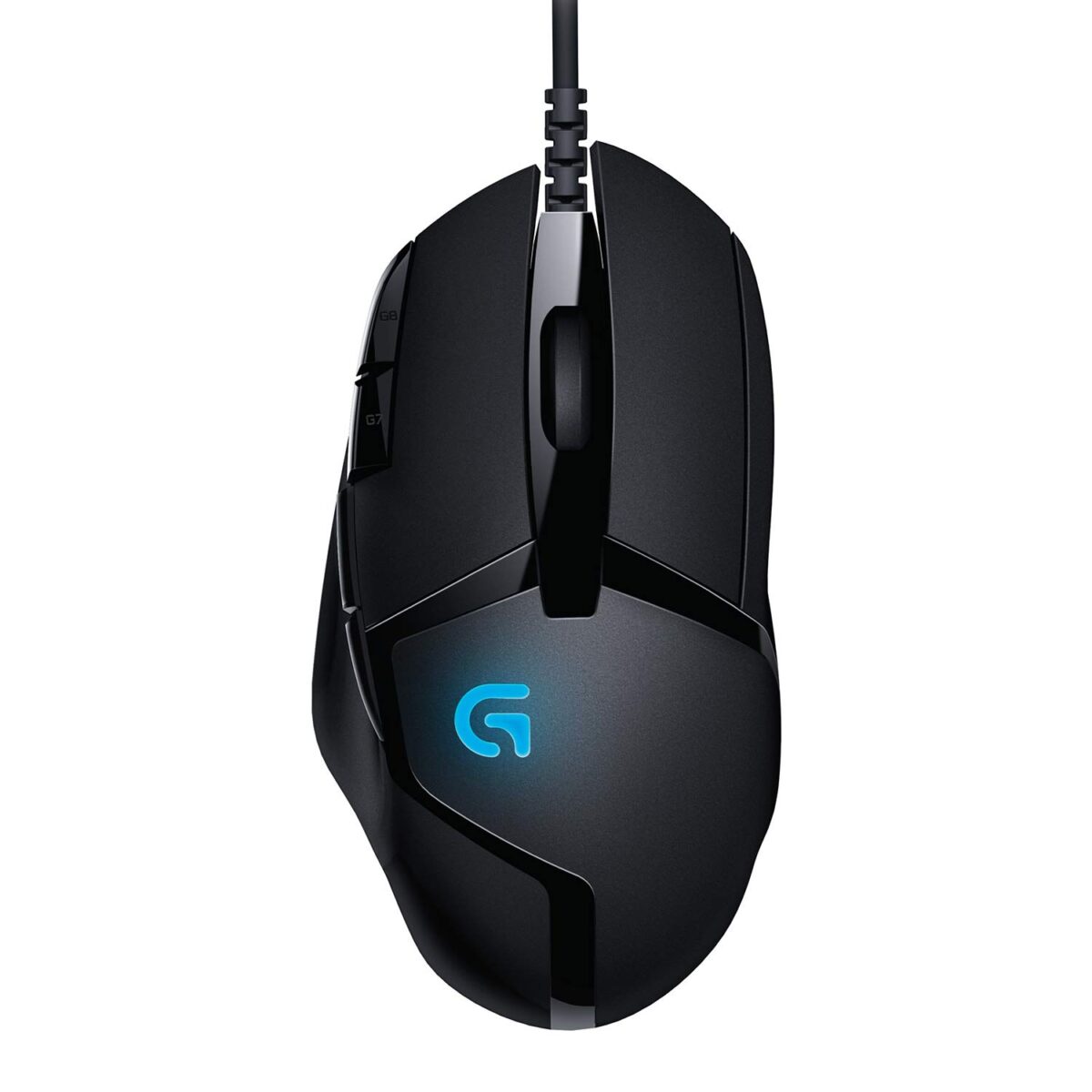 A sleek front view showcasing the ergonomic design of the G402, perfect for FPS gamers.