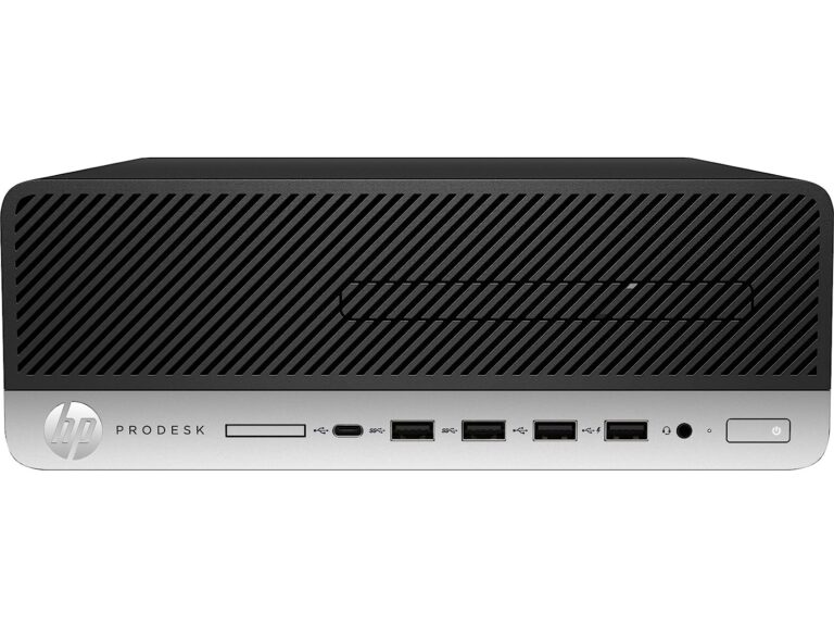 "Front view of HP ProDesk 600 G3 SFF showcasing compact design and USB ports."